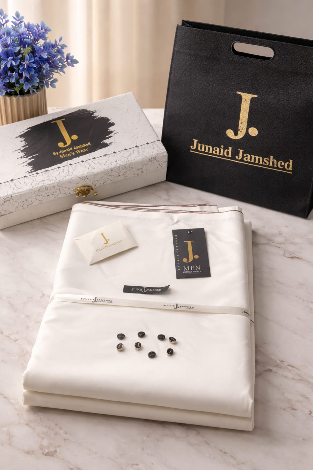 Premium J. Boski Fabric for Men | Luxury Boski with gift box OFF WHITE